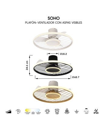 ***OFER/DES*** SOHO * Plafon / Ventilador - Blanco+Madera